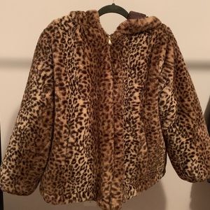 Fluffy Leopard Print Jacket